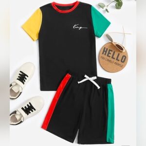 SHEIN Youth Black T-Shirt and Shorts Set